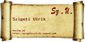 Szigeti Ulrik névjegykártya